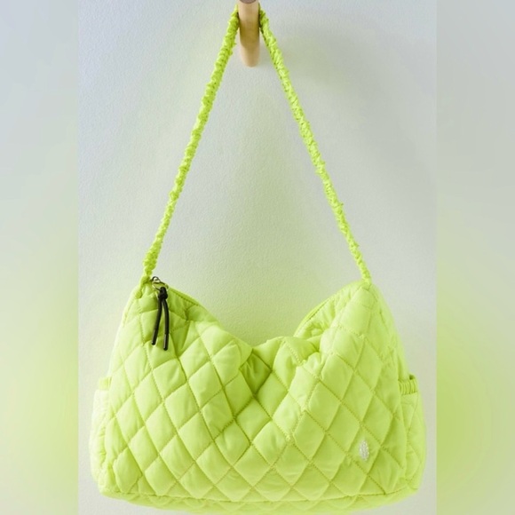 FP Movement by Free People Handbags - NEW Free People Movement Run About Sling Puff Quilted Purse Bag Lime Green